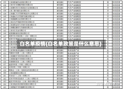 白名单疫情(白名单政策是什么意思)