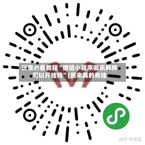 玩家必看教程“微信小程序徽乐麻将可以开挂吗”(原来真的有挂