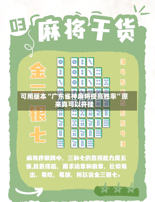可用版本“广东雀神麻将提高胜率”原来真可以开挂