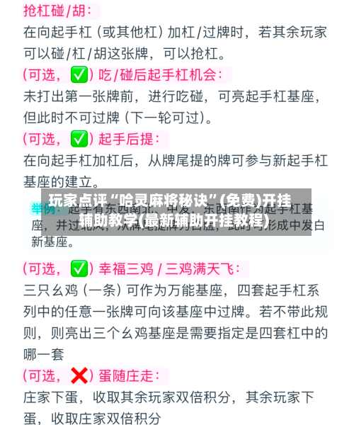 玩家点评“哈灵麻将秘诀	”(免费)开挂辅助教学(最新辅助开挂教程)-第2张图片
