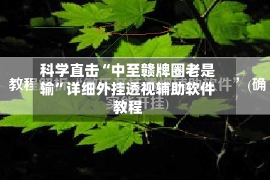 科学直击“中至赣牌圈老是输	”详细外挂透视辅助软件教程-第3张图片