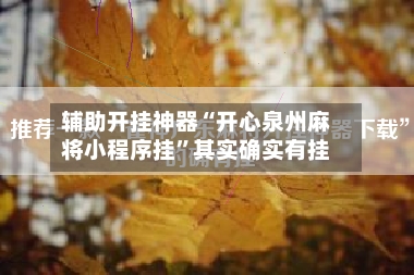 辅助开挂神器“开心泉州麻将小程序挂”其实确实有挂-第3张图片