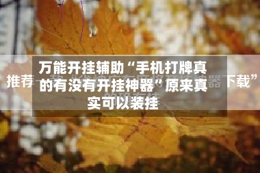 万能开挂辅助“手机打牌真的有没有开挂神器”原来真实可以装挂