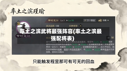 率土之滨武将最强阵容(率土之滨最强配将表)